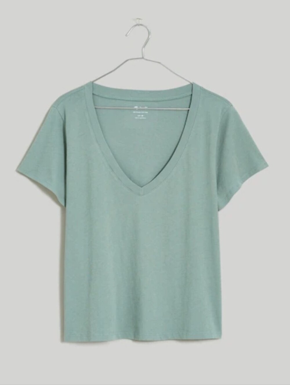 Madewell Softfade Cotton V-Neck Crop Tee -PALE EUCALYPTUS -XS **NEW